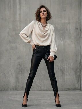 Current/Elliott The Soho Zip Stiletto Coated Black Skinny Jeans Size 26 NWT